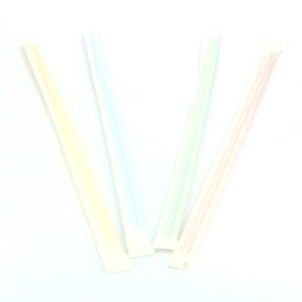 Plastic Straw Flexible PS Paper wrapped Striped Ø0,5cm 23cm (250 Units)