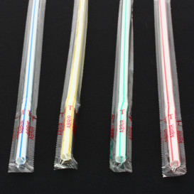 Plastic Straw Flexible PS Film Wrapped Ø0,6cm 23cm (10000 Units)