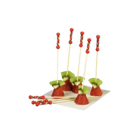 Bamboo Food Pick Red Design 12cm (100 Units)  