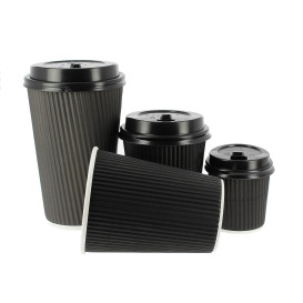 Paper Cup Ripple Wall Black 8 Oz/250ml Ø8cm (25 Units)