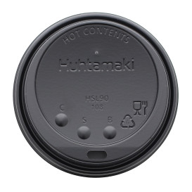 Lid for Paper Cup Hole Black 12, 16 and 22 Oz Ø9,0cm (100 Units)  