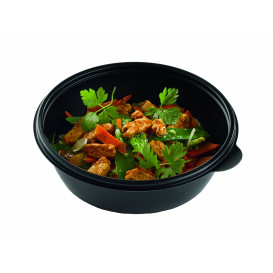 Plastic Deli Container PP Black 250ml Ø13cm (500 Units)