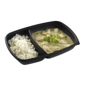 Plastic Deli Container PP 2C Black 1300ml 28x20x4cm (50 Units) 