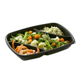 Plastic Deli Container PP 3C Black 975ml 28x20x4cm (150 Units)