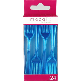 Plastic Fork Premium Turquoise 19cm (10 Units) 