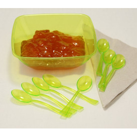 Plastic Spoon Premium Green 16cm (10 Units) 