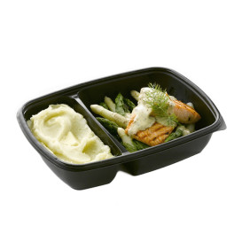 Plastic Deli Container PP 2C Black 900ml 23x16,5x5cm (75 Units)  