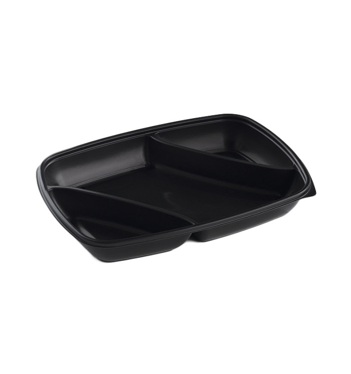 Plastic Deli Container PP 3C Black 975ml 28x20x4cm 