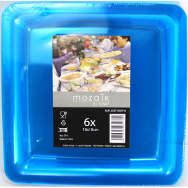 Plastic Plate Square shape Extra Rigid Turquoise 18x18cm (6 Units) 