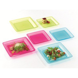 Plastic Plate Square shape Extra Rigid Turquoise 18x18cm (6 Units) 