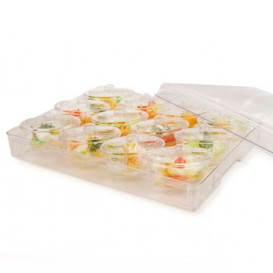 Plastic Tray PS + 12 Bowl Kit with Lid Oval Shape Clear (1 Unit)