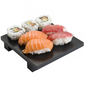 Bamboo Sushi Tray Black 15x15x2,5cm (40 Units)