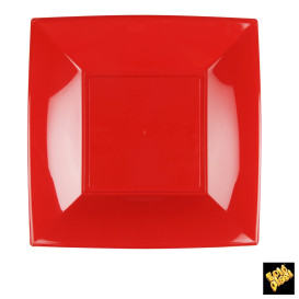 Plastic Plate Flat Red "Nice" PP 23 cm (25 Units) 