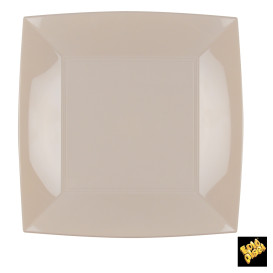 Plastic Plate Flat Beige "Nice" PP 23 cm (25 Units) 