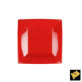 Plastic Plate Flat Red "Nice" PP 18 cm (300 Units)