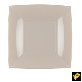 Plastic Plate Flat Beige "Nice" PP 18 cm (25 Units) 