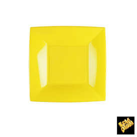 Plastic Plate Flat Yellow "Nice" PP 18 cm (25 Units) 