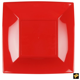 Plastic Plate Flat Red "Nice" PP 29 cm (12 Units) 