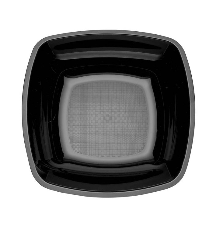 Plastic Plate Deep Black Square shape PS 18 cm (300 Units)