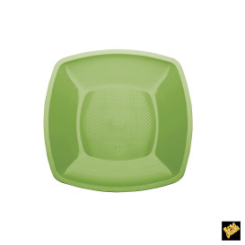 Plastic Plate Flat Lime Green Square shape PP 23 cm (25 Units) 