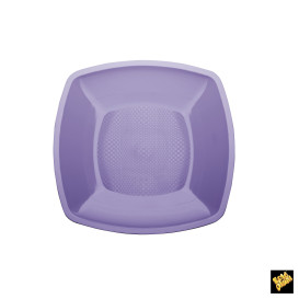 Plastic Plate Flat Lilac Square shape PP 23 cm (25 Units) 