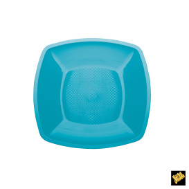 Plastic Plate Flat Turquoise Square shape PP 18 cm (25 Units) 