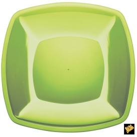 Plastic Plate Flat Lime Green Square shape PS 30 cm (144 Units)