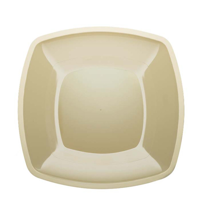 Plastic Plate Flat Cream Square shape PS 30 cm (144 Units)