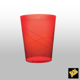 Plastic Cup PS "Moon" Red Clear 350ml (20 Units) 