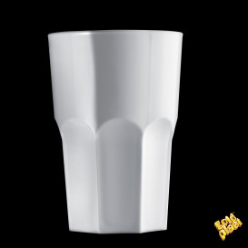 Plastic Glass SAN Reusable "Granity" White 400 ml (5 Units) 