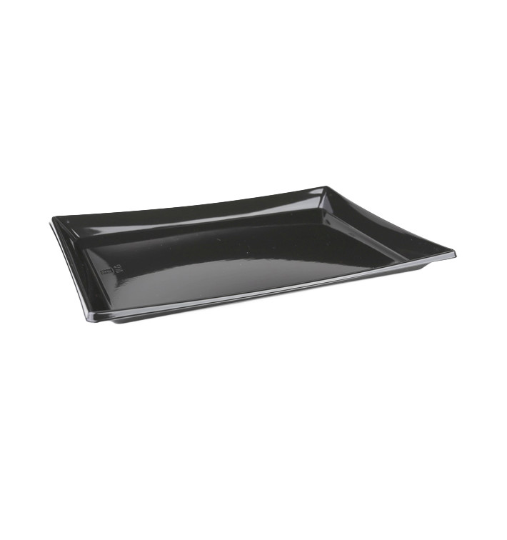 Plastic Platter Rectangular Shape Black 16x22cm (50 Units) 