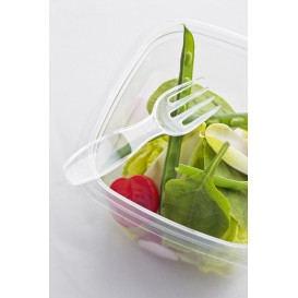 Plastic Lid for Bowl with Plastic Fork 125x125mm (500 Units)