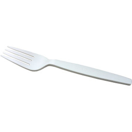 Cornstarch Fork PLA Biodegradable White 16cm (500 Units)