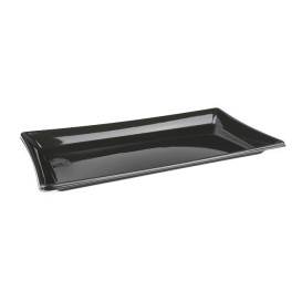 Plastic Platter Rectangular Shape Black 12x22cm (50 Units) 