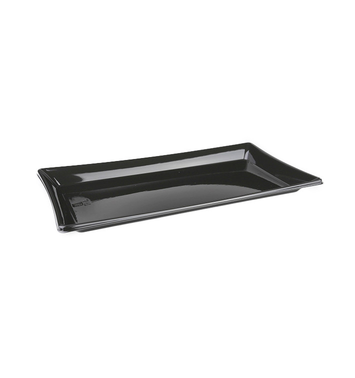 Plastic Platter Rectangular Shape Black 12x22cm (50 Units) 