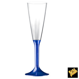 Plastic Stemmed Flute Sparkling Wine Blue Pearl 160ml 2P (40 Units)