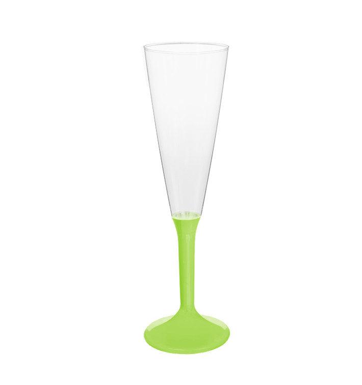 Plastic Stemmed Flute Sparkling Wine Lime Green 160ml 2P (200 Units)