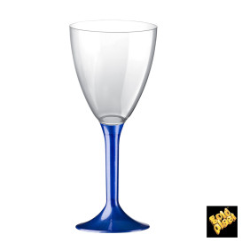 Plastic Stemmed Glass Wine Blue Pearl Removable Stem 180ml (40 Units)