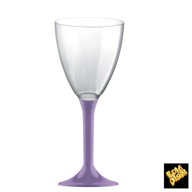 Plastic Stemmed Glass Wine Lilac Removable Stem 180ml (40 Units)