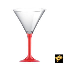 Plastic Stemmed Glass Cocktail Red Clear 185ml 2P (40 Units)