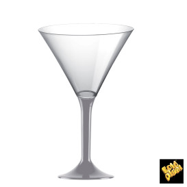 Plastic Stemmed Glass Cocktail Grey 185ml 2P (40 Units)