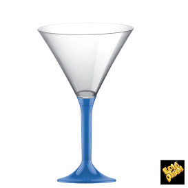 Plastic Stemmed Glass Cocktail Blue Clear 185ml 2P (40 Units)