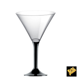 Plastic Stemmed Glass Cocktail Black 185ml 2P (40 Units)