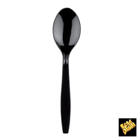 Plastic Spoon Premium PS Black 19cm (50 Units) 