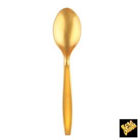 Plastic Spoon PS Premium Gold 19cm (50 Units) 