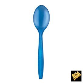 Plastic Spoon PS Premium Blue 19cm (50 Units) 