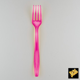 Plastic Fork PS Premium Fuchsia 19cm (50 Units) 