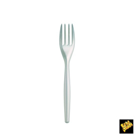 Plastic Fork PS "Easy" White Pearl 18cm (20 Units) 