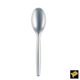 Plastic Spoon PS "Easy" White Pearl 18,5 cm (20 Units) 