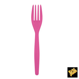 Plastic Fork PS "Easy" Fuchsia 18cm (20 Units) 